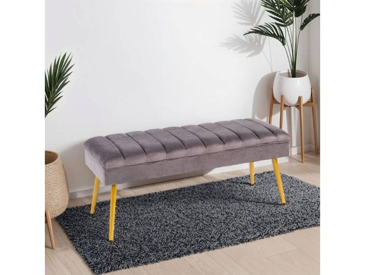 Banc 110x40x43 en velours gris anthracite