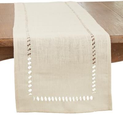 Saro Lifestyle "Earthy Elegance Jute Hemstitch Table Runner - 16""x72"""