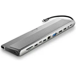 NGS WONDERDOCK 12 PRO USB-C Hub mit 12 Ports (USB-C, 12 Ports), Dockingstation + USB Hub, Grau, Silber