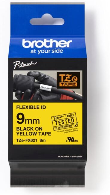 BROTHER Cassette de ruban TZe-FX621 jaune noir (TZEFX621)
