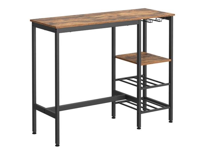 Boxxx Bartisch, Schwarz, Dunkelbraun, Metall, teilmassiv, 40x90x110 cm, Esszimmer, Esstische, Stehtische