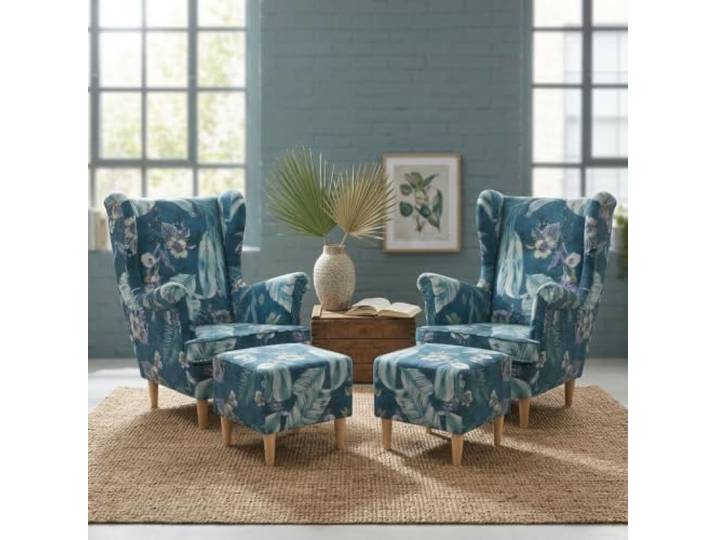 Family Meble 2er-Set Ohrensessel Ari Spring mit Hockern – Variante Ari Spring 1