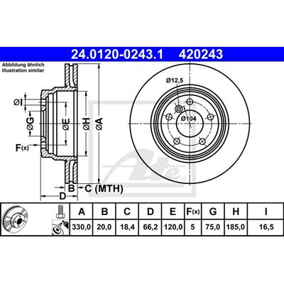 ATE Bremsensatz-Hinterachse Standard Disc / Ceramic IJZJSGLU07 Hinterachse belüftet 330mm 20mm für BMW