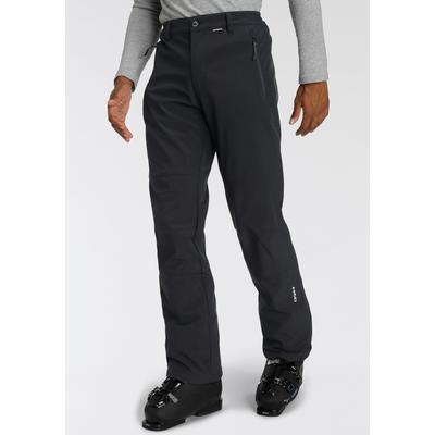 Skihose ICEPEAK "FRANKFURT", Herren, Gr. 48S, N-Gr, schwarz, Softshell, Obermaterial: 94% Polyester, 6% Elasthan. Innenseite: 100% Polyester, Hosen Skihose, mit Schneefang am Beinabschluss, atmungsaktiv, schnell trocknend