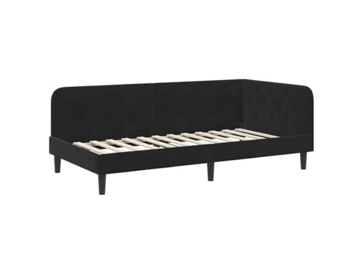 PUGYNBK Eckbettgestell in Schwarz, 90 x 200 cm, Samt Wendbare Armlehne, Schlafsofa, L-Design, platzsparend, moderner Stil