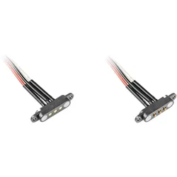 BerryBase Pogo-Pin Stecker und Sockel, magnetisch, 2A DC, mit Kabel - Stecker/Buchse: mit Ösen - Typ: 3-polig