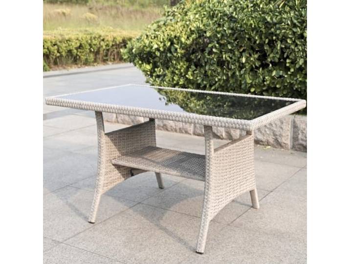 Calma Lux® Polyrattan Gartentisch 120x70x68cm mit Ablage Glas Tischplatte Wetterfest Garten Terrasse Balkon Tisch Esstisch Gartenmöbel (Beige)
