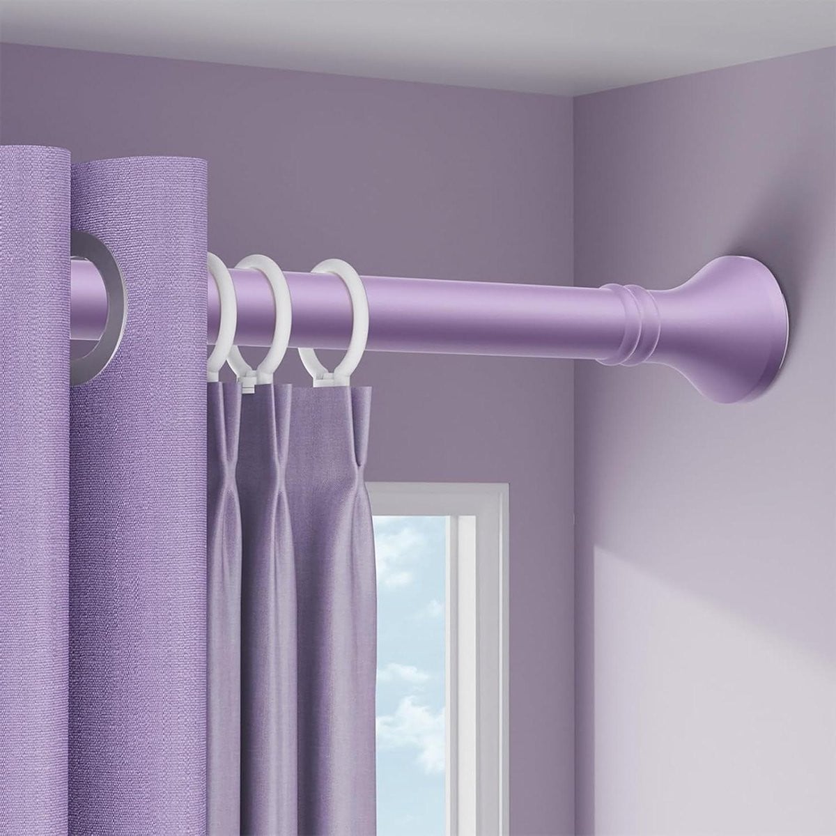 Verstelbare Telescoop Klemroede voor Raambekleding - Lila - 310-400 cm