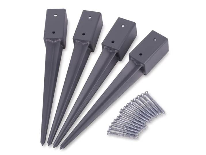 Relaxdays Manchons à enfoncer\, lot de 4\, 750 mm\, anthracite pour poteaux 80 x 80 mm\, acier inoxydable