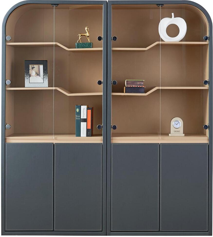 Moderner Büroschrank aus MDF und Glas in Schwarz