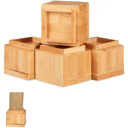 Relaxdays Möbelerhöher 4er Set, Erhöhung um 8,5 cm, für Tische, Stühle und andere Möbel, HxBxT 10x11,5x11,5 cm, natur