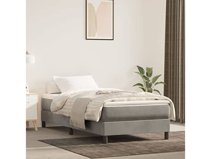 Samt Taschenfederkernmatratze Erholsamer Schlaf 34.3 Grau 80x200 cm Boxspringbett mit Matratze Hellgrau 80x200 cm Samt Taschenfederkern Topper Luxus Bett mit Bettkasten
