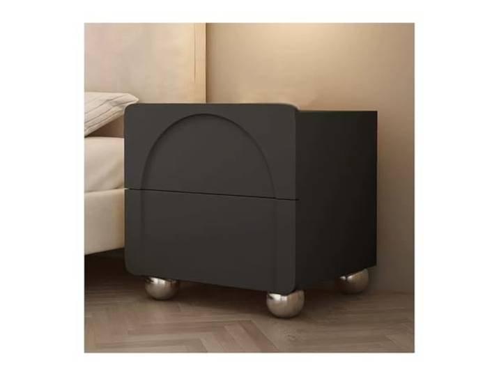 xiuling4568 Nachttische mit kugelförmigen Tischbeinen aus Edelstahl, Nachttisch, Bezaubernder und praktischer Beistelltisch, modische Schlafzimmermöbel, Schwarz(L45xD40xH48cm)