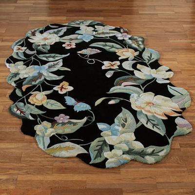 Nourison / Exclusives Magnolia Butterfly II Oval Rug Black, 5' x 8' Oval, Black