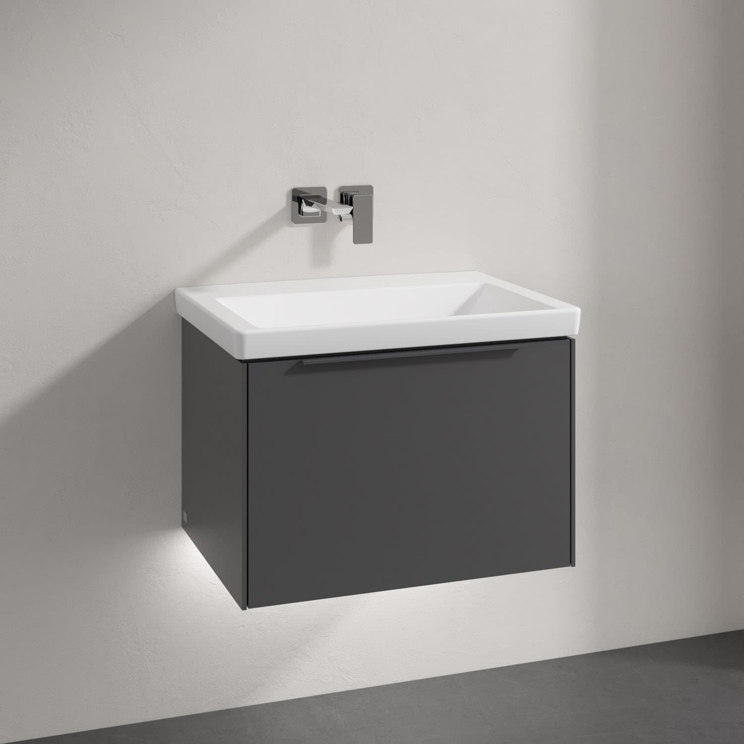 Villeroy & Boch Subway 3.0 Badmöbel-Set 65 cm mit Beleuchtung, Griff in Möbelfarbe, 1 Auszug
