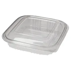 MONOUSO - Transparente Dose mit Klappdeckel Viereckig PET 250ml (900 Stück)