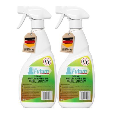 FUTUM 2x500ml Ameisenspray / Termitenspray bekämpft Insekten, Eier, Larven, Insektenspray ohne Biozide auf Wasserbasis, Sofortwirkung ohne Flecken