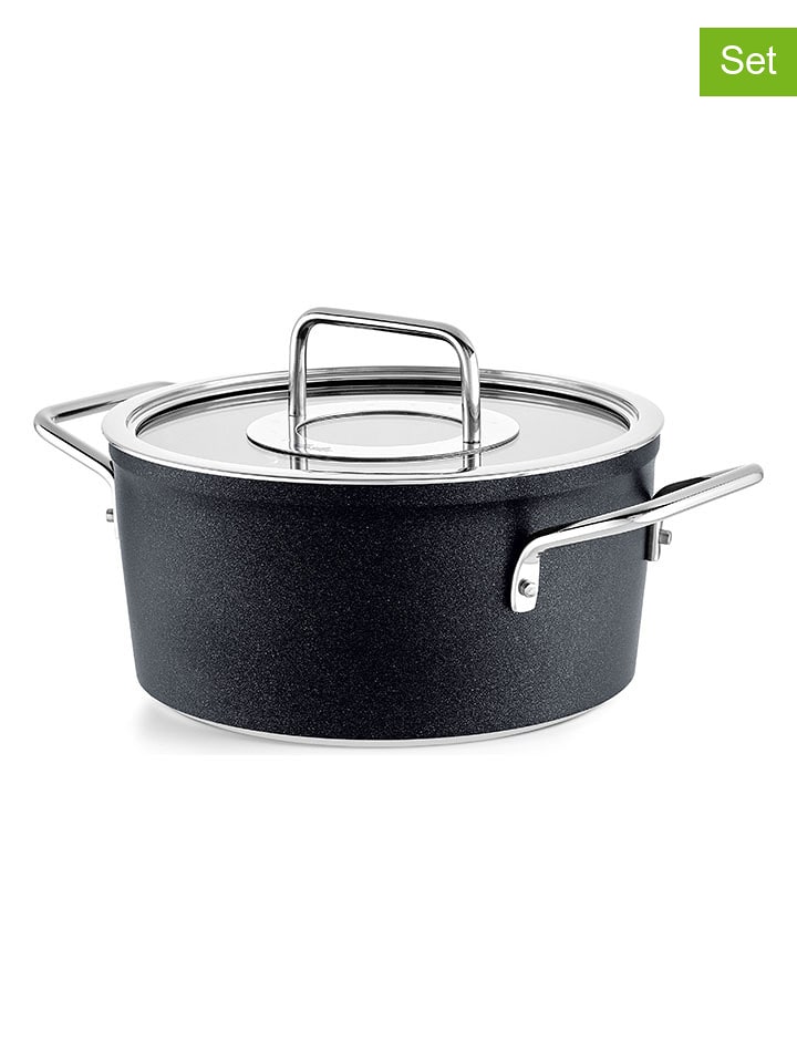 Fissler 2tlg. Set: Kochtopf "Adamant®" in Schwarz - Ø 24 cm - onesize