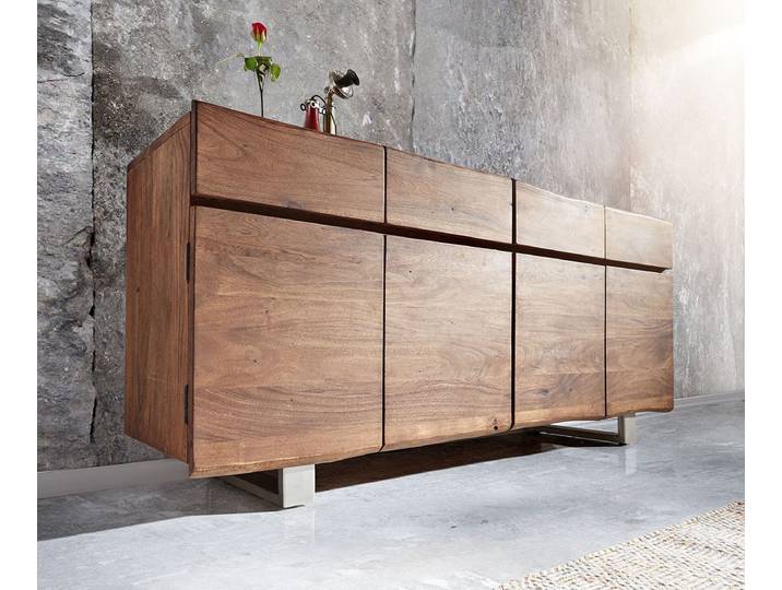 Commode Live Edge 172 cm acacia marron 4 portes 4 tiroirs
