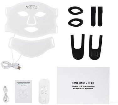 Uplifted Goods LED Light Therapy Face And Neck Mask With Seven Light Settings with Box