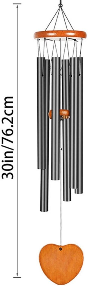 INF Windspiel – gestimmte Aluminiumrohre, musikalisches Windspiel mit Kiefernholz-Top, 82cm x 22cm, Außengartendekoration mit Schwarz