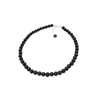 Collierkettchen ELLI "Lava Perlen 925 Sterling Silber", schwarz, Halsketten, Damen, 43,mit Steinen, Silber 925 (Sterlingsilber), L: 43
