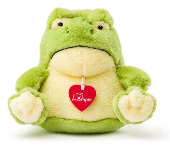 Lumpin Bernard Kikker knuffel met rood hart, 18 cm
