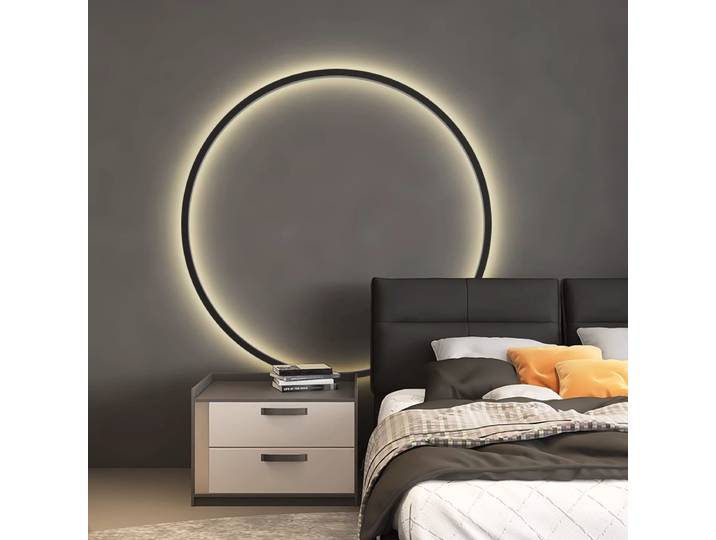 Minimalisme moderne anneau rond mur LED lampes éclairage salon canapés décor Scones support lampe Lustre chambre cercle lumière