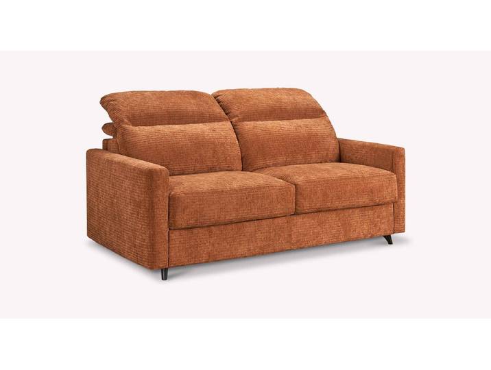 Canapé convertible Velours MOTUS - Marron - Couchage 140x195