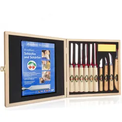 KIRSCHEN Kerbschnitzsatz 12 tlg. mit DVD im Holzkasten 3442 HK Schnitzwerkzeug