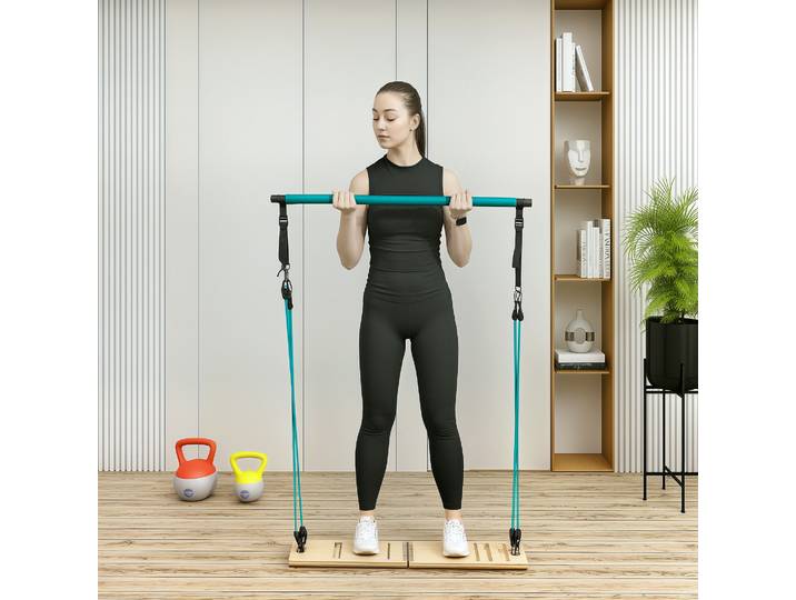 SPORTNOW Ensemble Pilates & Bandes Résistance Planche Inclinée Bleu
