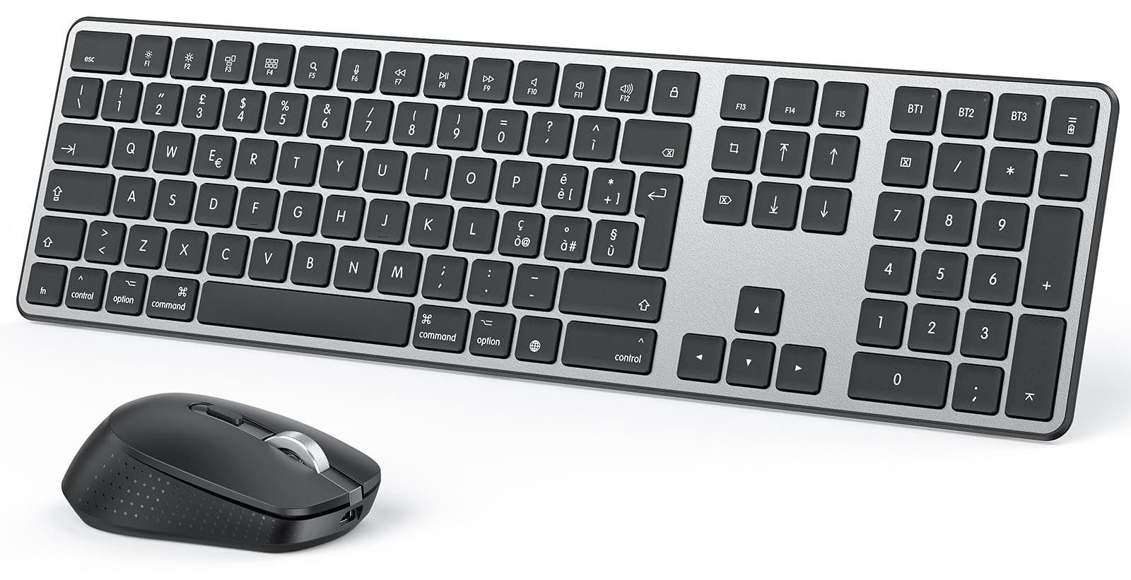 Selius Draadloos Bluetooth-toetsenbord en muis voor Mac, oplaadbaar, met 3 Bluetooth-kanalen