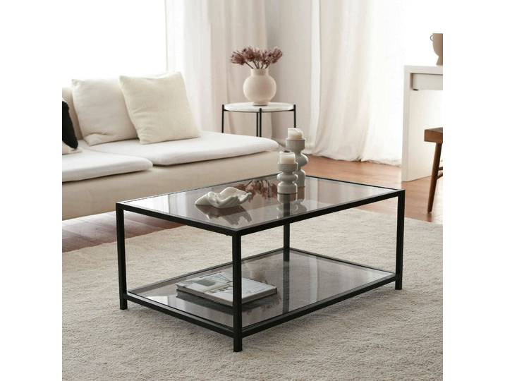 Mina - Table Basse\, 90x60x40h cm Noir\, Range-magazines