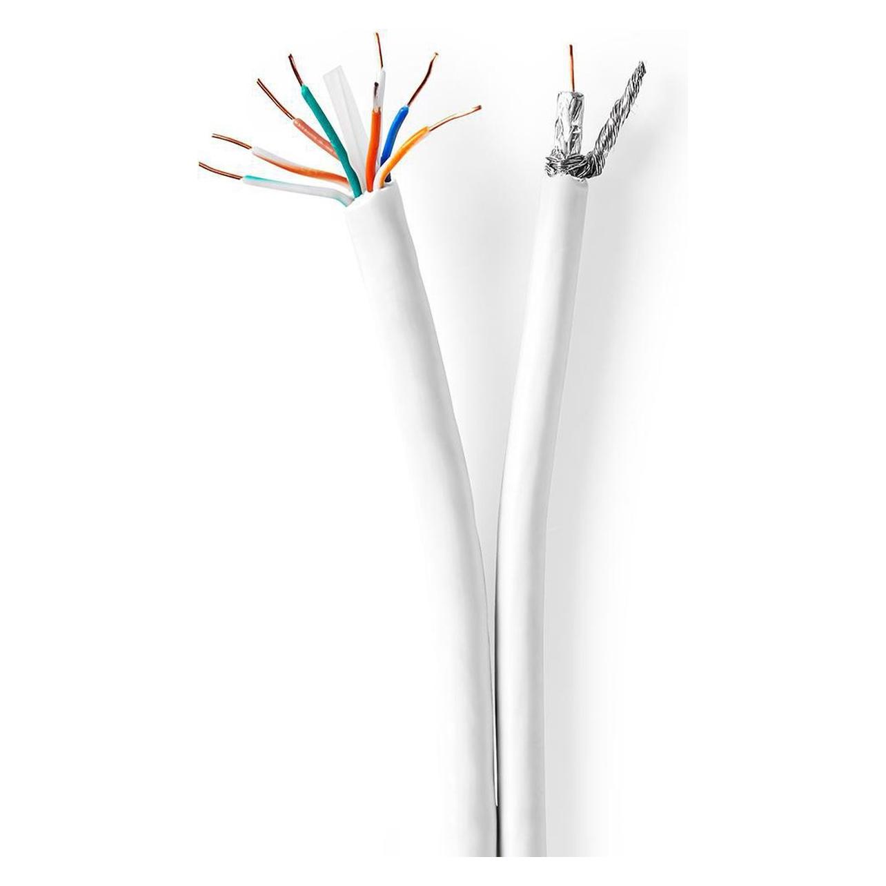 Nedis IEC (Coax) CAT6 Kombikabel | RG59 | 75 Ohm | Doppelt geschirmt | Eca | 25.0 m | rund | Weiss (75 dB) (CSGG4500WT250)