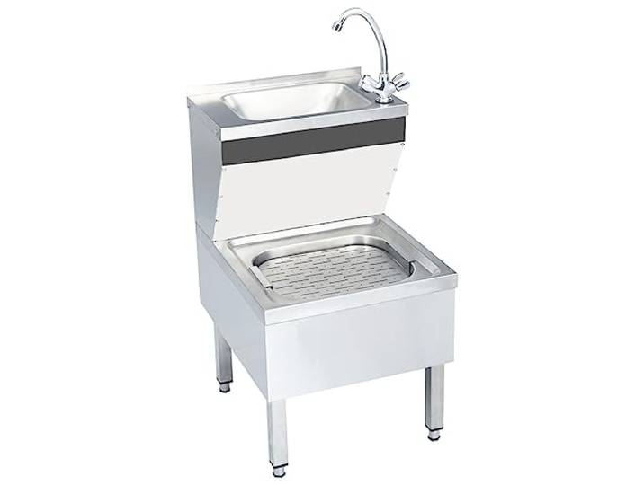 vidaXL Gastro Handwaschbecken mit Wasserhahn Freistehend Gastronomie Waschtisch Waschbecken Spülbecken Gastrobecken Ausgussbecken Edelstah