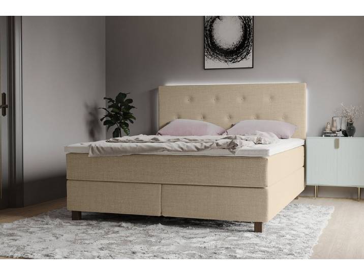 Home affaire Boxspringbett Alenika, mit LED - Beleuchtung, mit Taschen-Federkernmatratze