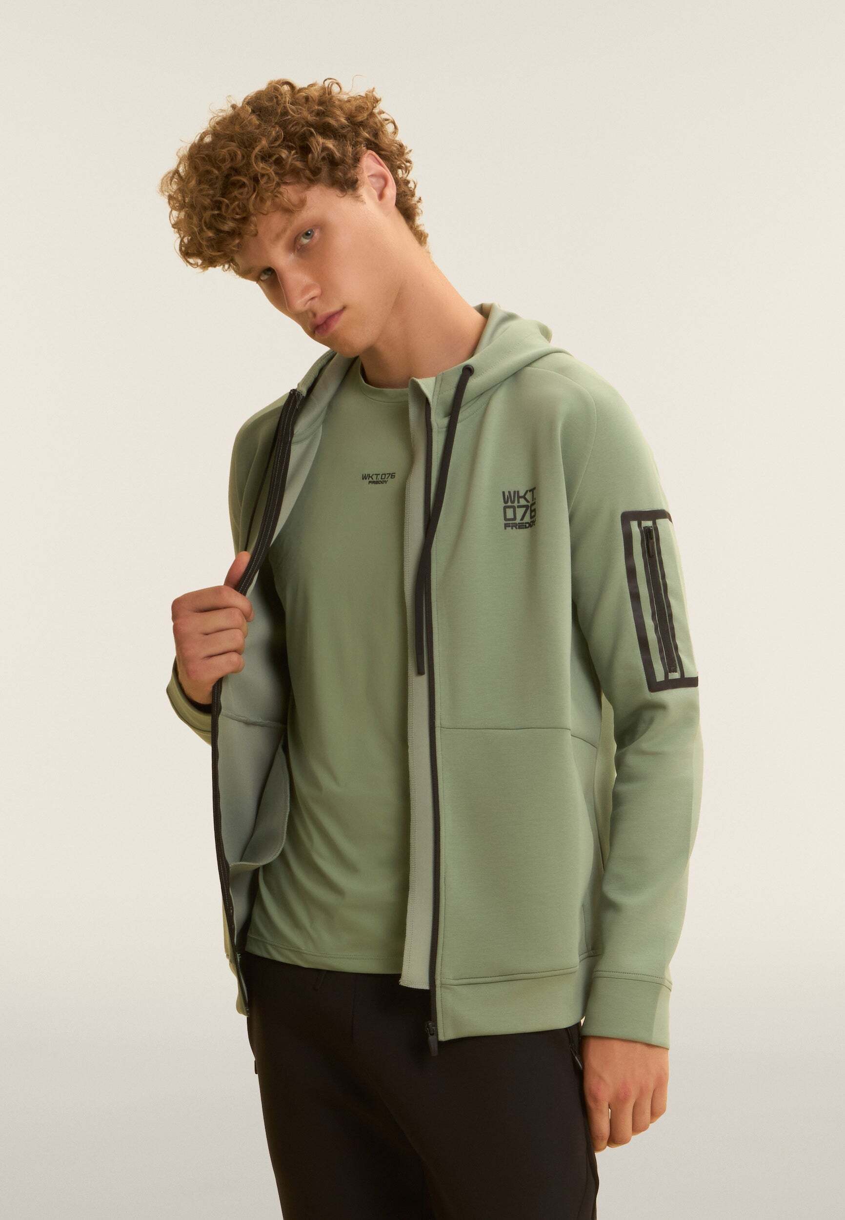 Longsweatshirt FREDDY "Pullover S26MSPS1", Herren, Gr. S, grün (hedge grün), Obermaterial: 50% Baumwolle CO. 45% Polyester PES. 5% Elasthan EL., Sweatshirts Longsweatshirt hedge grün S