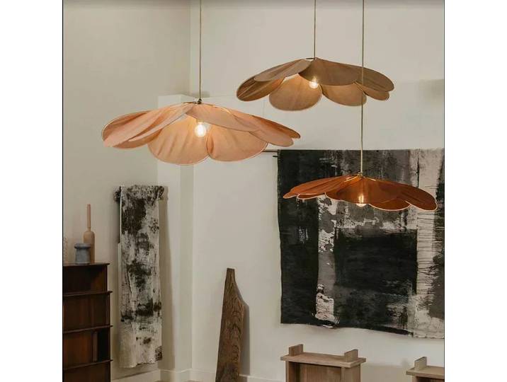 Lustre en tissu artistique, pampilles colorées, suspension LED en forme de fleur, pour salle à manger, salon, chambre, café, bar, décoration