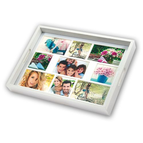 ZEP Photo Tray white 45x35 Holz Fototablett 9 Bilder W006