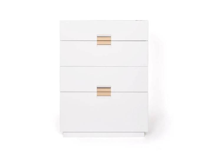 Asplund Frame high Kommode White, natürliches Leder