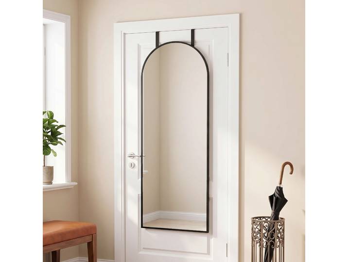 HOMCOM Miroir Mural 40x110cm Arqué Crochets Réglables Noir