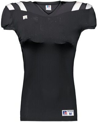 Russell Athletic R0100M Canton Football Jersey T-Shirt in Stealth/White size XL   Polyester/Spandex Blend