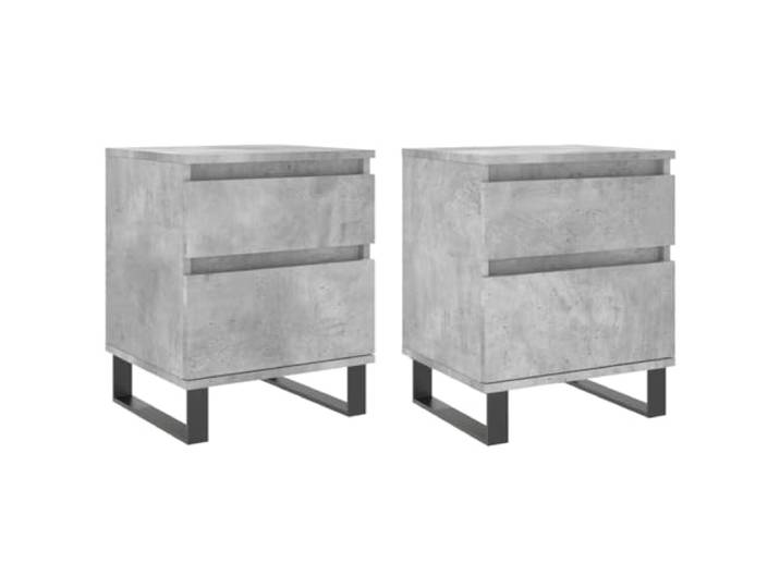 Fisinber Nachttisch 2er Set Betongrau 40x35x50 cm Holzwerkstoff Metall Praktische Beistelltische fürs Schlafzimmer mit Schublade und Türfach. Stabiles Design für Dekoration und Bücher.