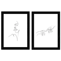 POSTER Set Mit 2 Single-Line Mann & Frau Gesicht A3 Rahmenlos