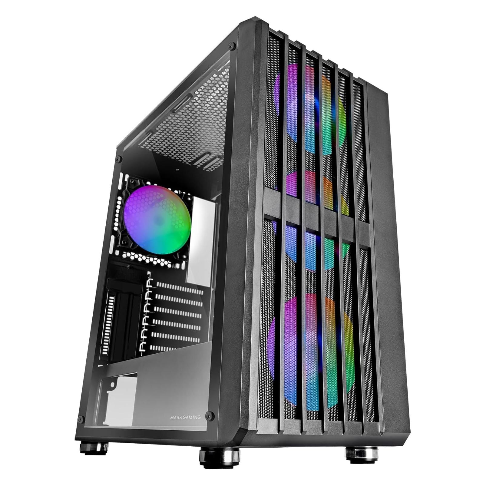 Mars Gaming Boitier Moyen Tour Atx Mc-Vault RGB Avec Panneau Vitré (Noir) (ATX, mATX, Mini-ITX) (MC-VAULT)