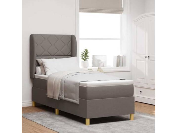 RJPLMFV Stoffbett, Taupe, 200 x 80 cm, mit verstellbarem Kopfteil Rahmen aus massivem Kiefernholz, Taschenfederkernmatratze, mittlere Härte, 2 Höhen, modernes Schlafzimmer