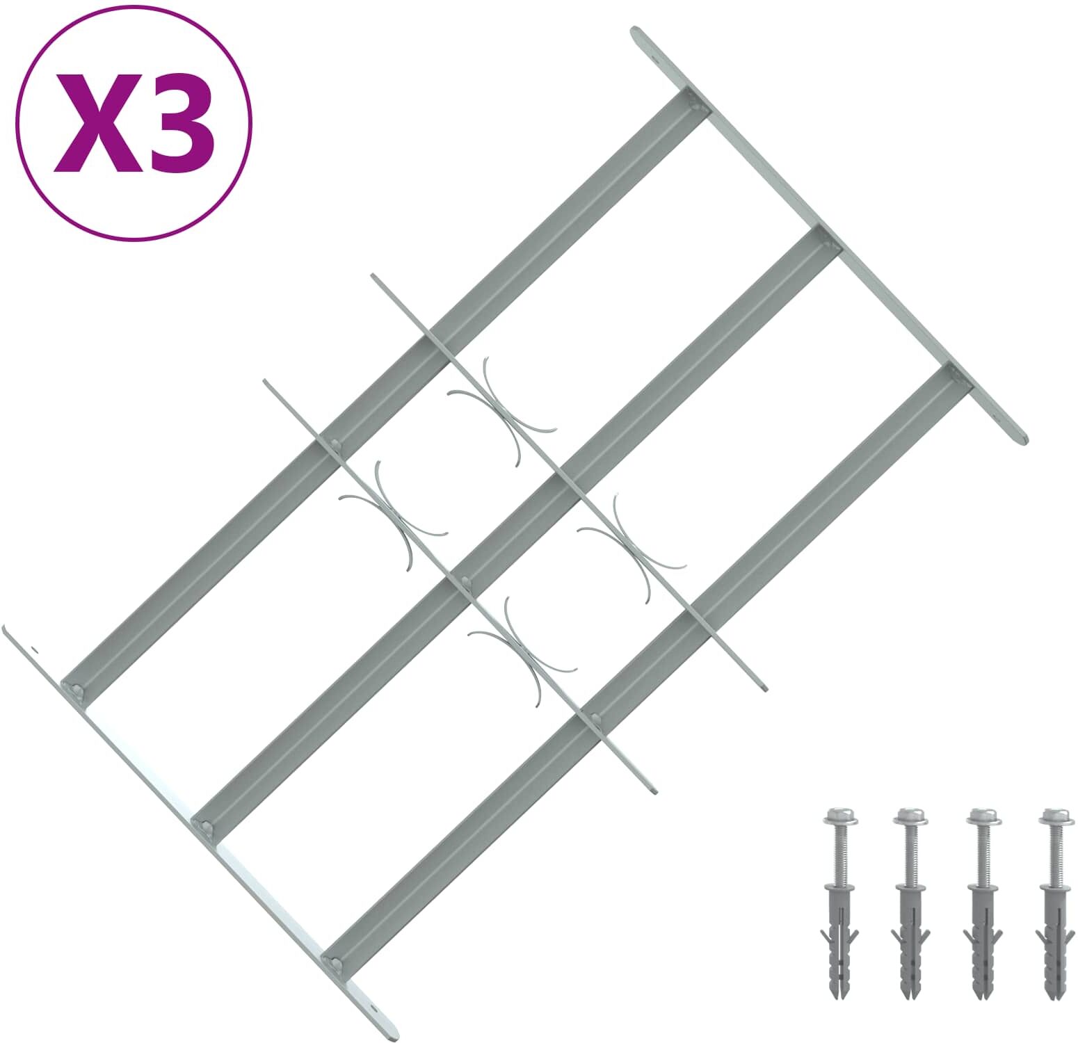 vidaXL Grille de sécurité pour fenêtres avec 3 barres transversales