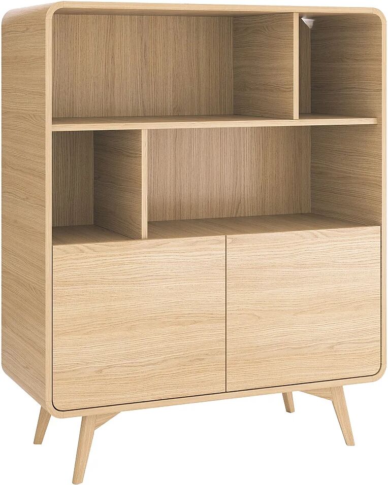 Vente-unique Bibliothèque avec 2 portes et 4 niches - Naturel - JALEMO
