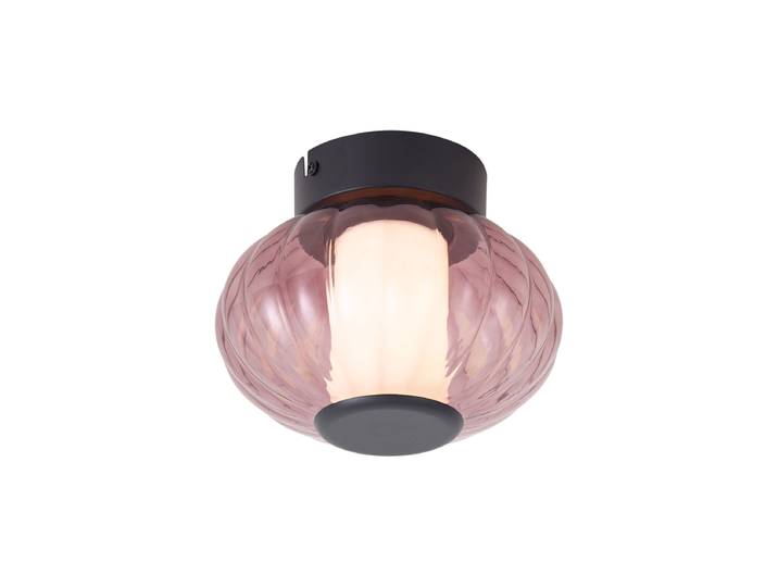 Plafonnier design noir 18 cm avec verre violet incl. LED dimmable