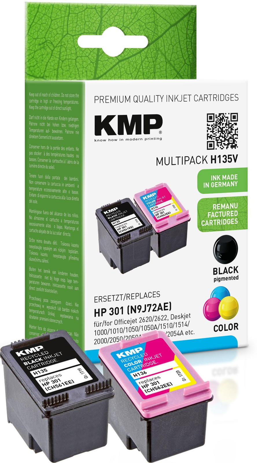 KMP Multipack inktcartridges compatibel met HP CH 561/562, zwart en kleur, KMP 1719,4850 KMP H135V